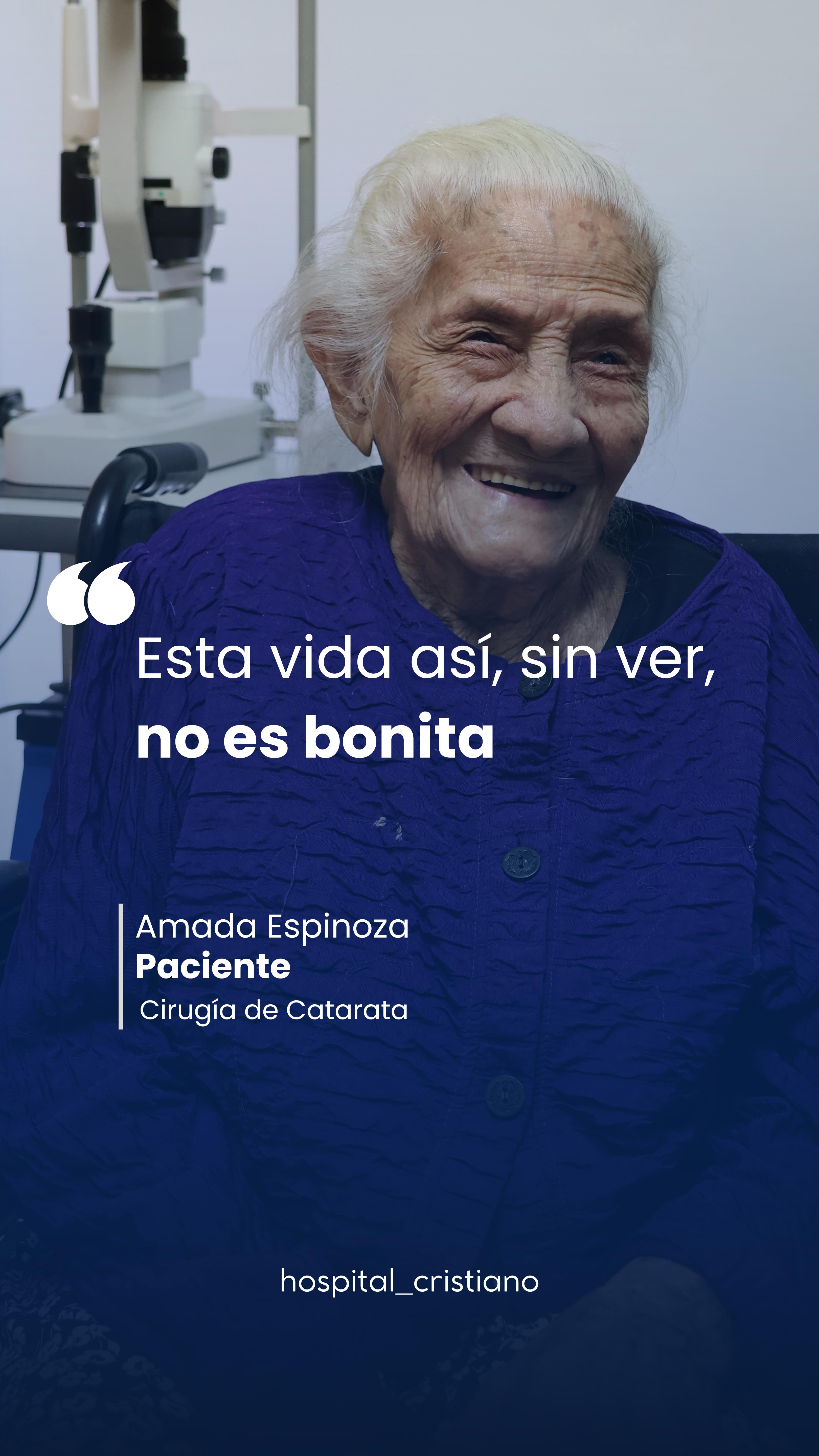 Portada original del testimonio de Amada Espinoza después de cirugía de catarata