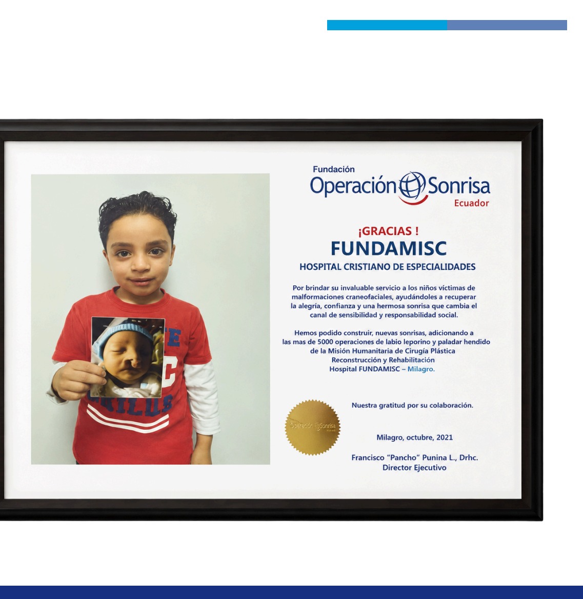 Reconocimiento por misión humanitaria de cirugía reconstructiva en Milagro